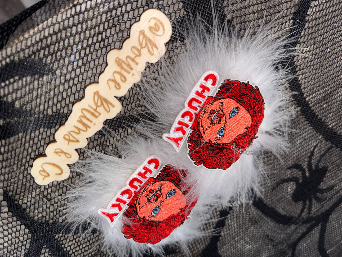 Pom poms. - can be earrings(clips/hooks) OR - piggies (clips/nylon)