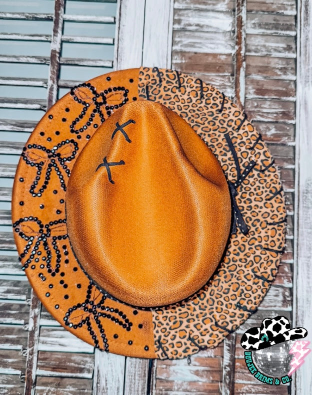 Kids coquette bow blinged hat