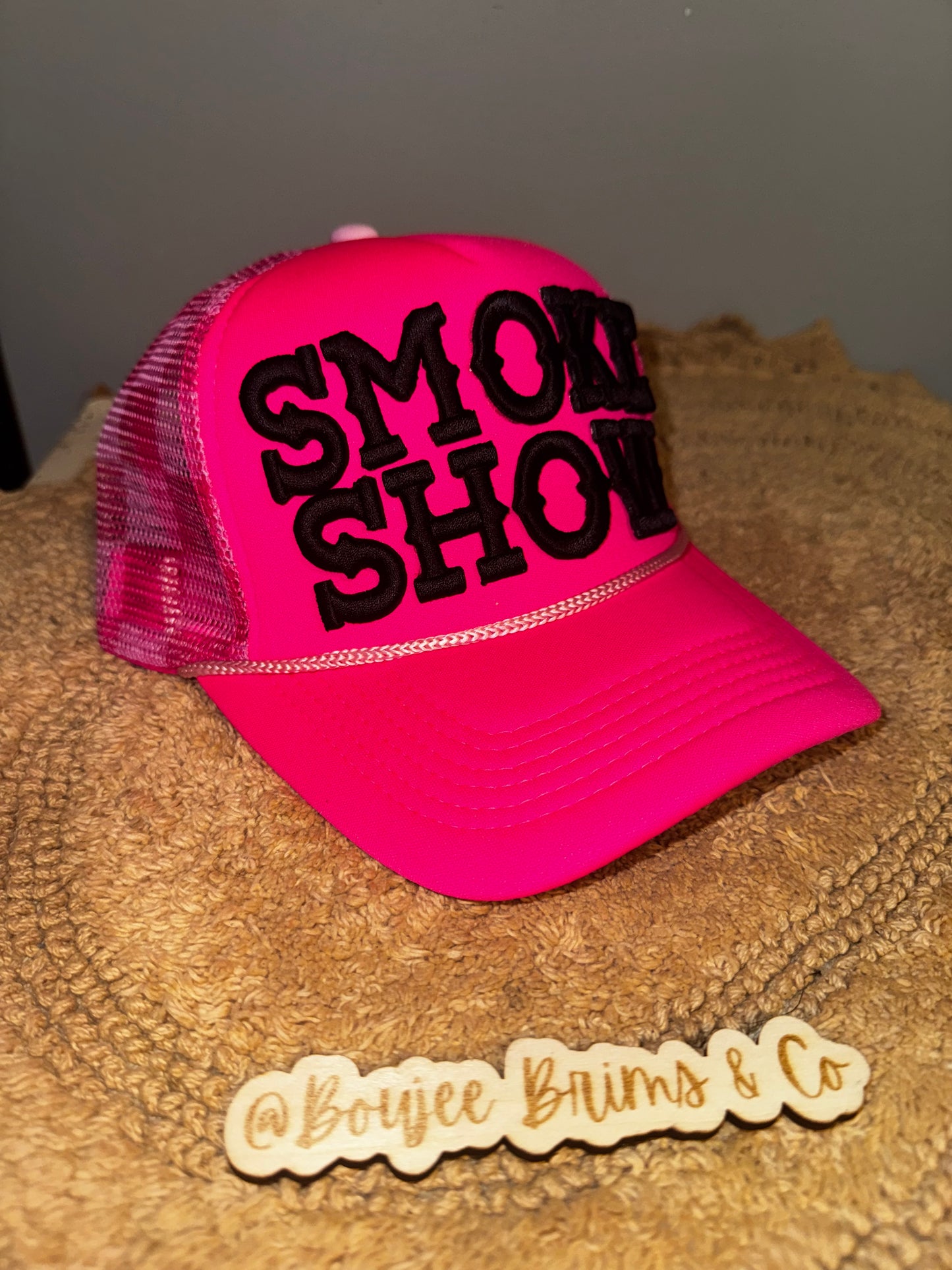Smoke show Hotpink checkered trucker hat