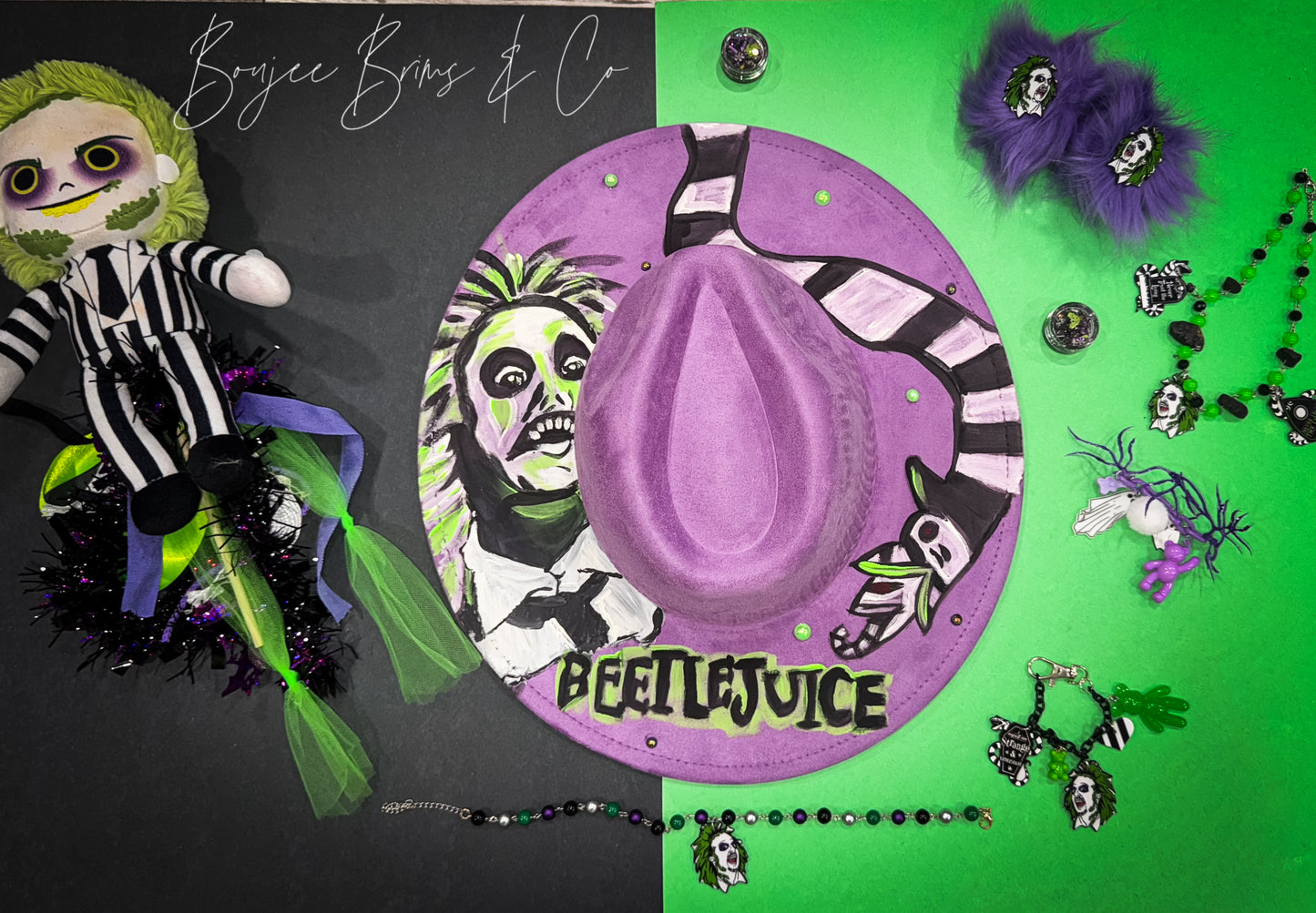 Handpainted beetlejuice hat