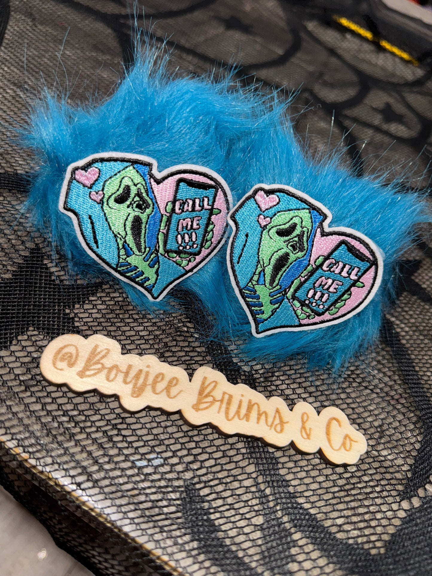 Pom poms. - can be earrings(clips/hooks) OR - piggies (clips/nylon)