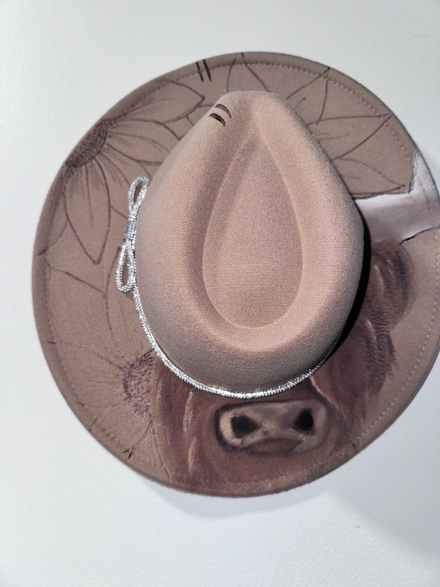 Fancy highland handpainted hat - Wide Brim 2.75"