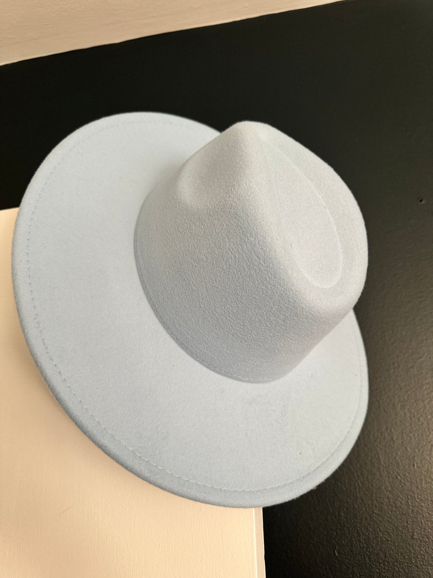 Sky blue wide brim adjustable hat - adult poly blend