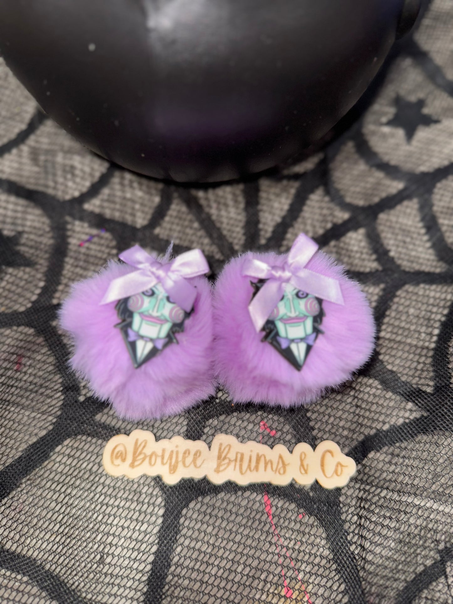 Pom poms. - can be earrings(clips/hooks) OR - piggies (clips/nylon)
