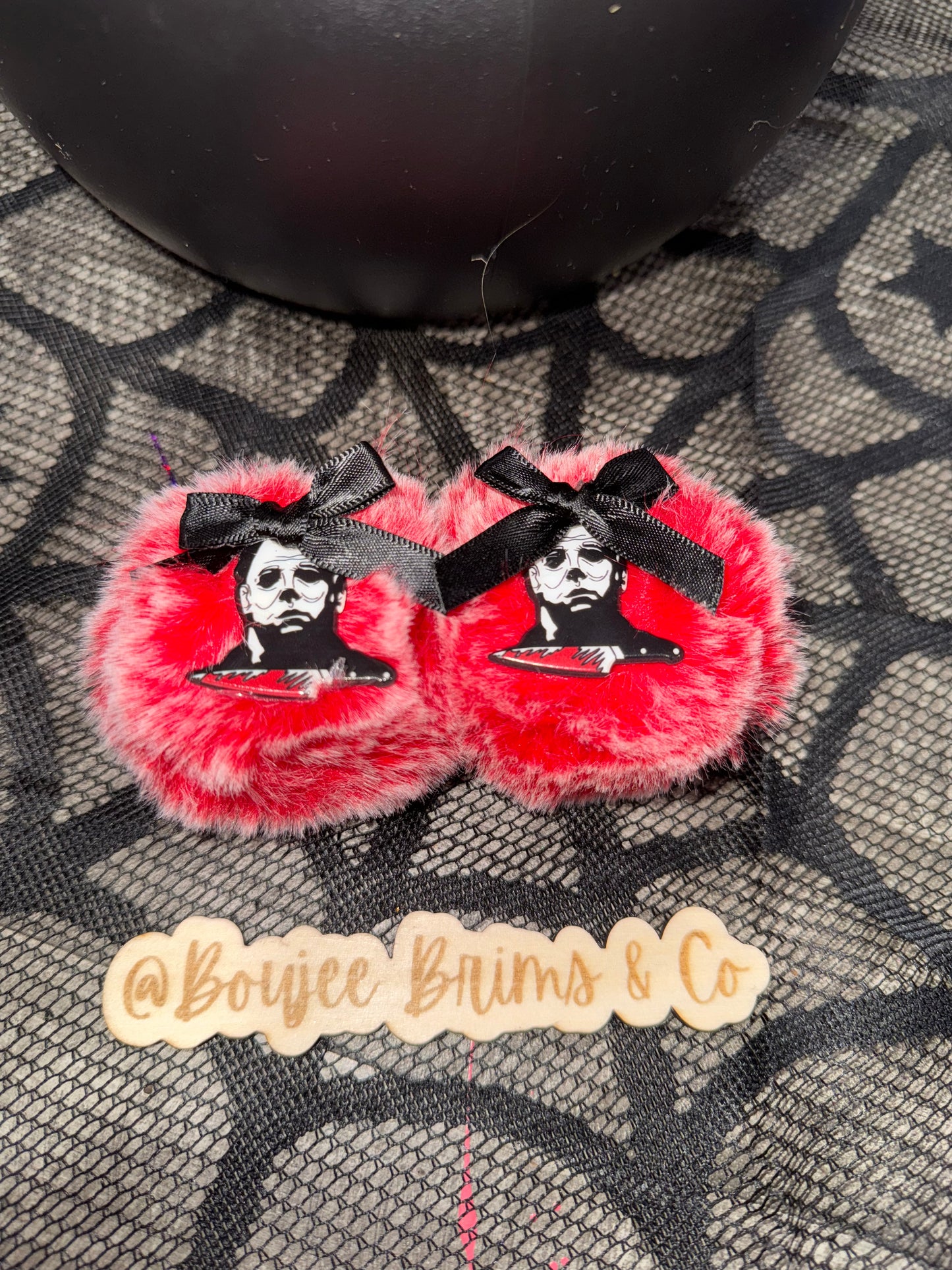Pom poms. - can be earrings(clips/hooks) OR - piggies (clips/nylon)