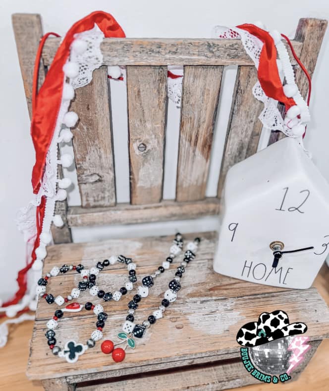 Roll the dice Set Toddler size (12in necklace +extender) Stackable Bracelet set (5.5in)
