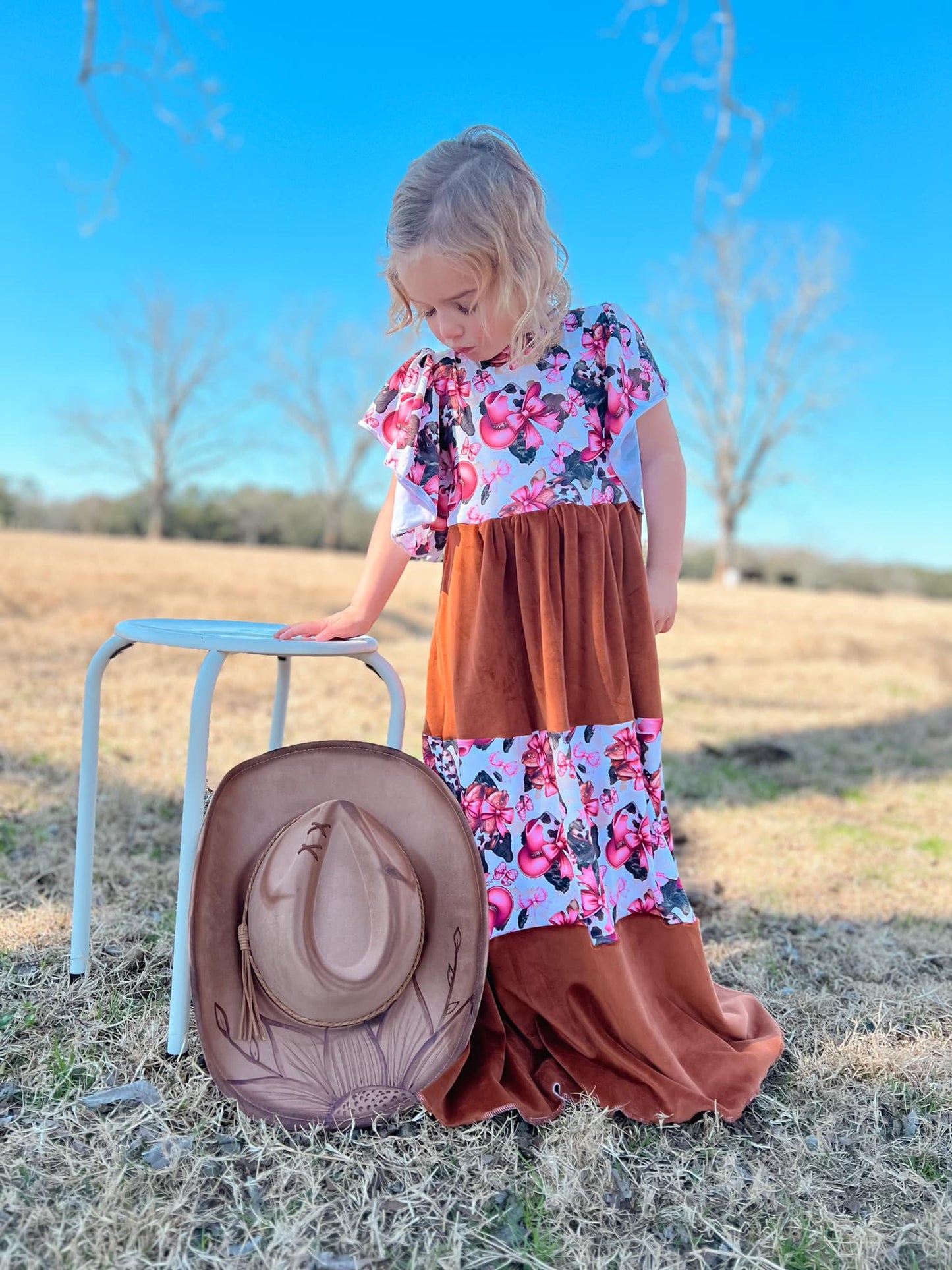 Cowboy Hats (Adult Adj Brim) Includes Burning, Stitch at top, Sunflower & Name.