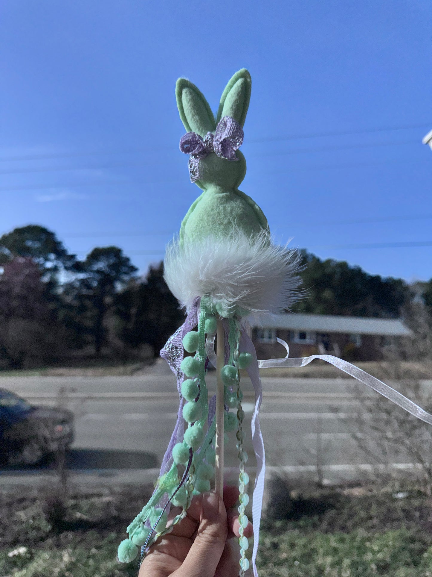 Small Mint Bunny wand