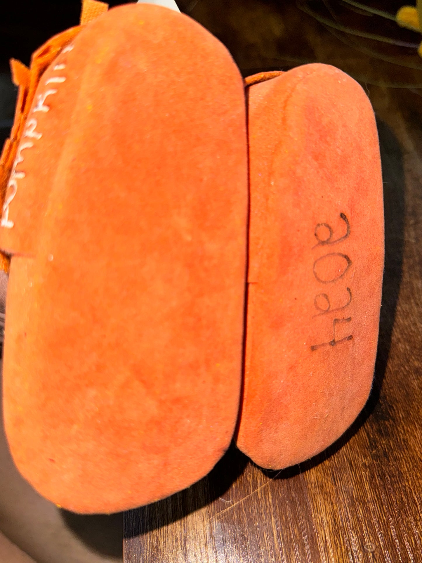 12/18m custom burned/painted pumpkin shoes