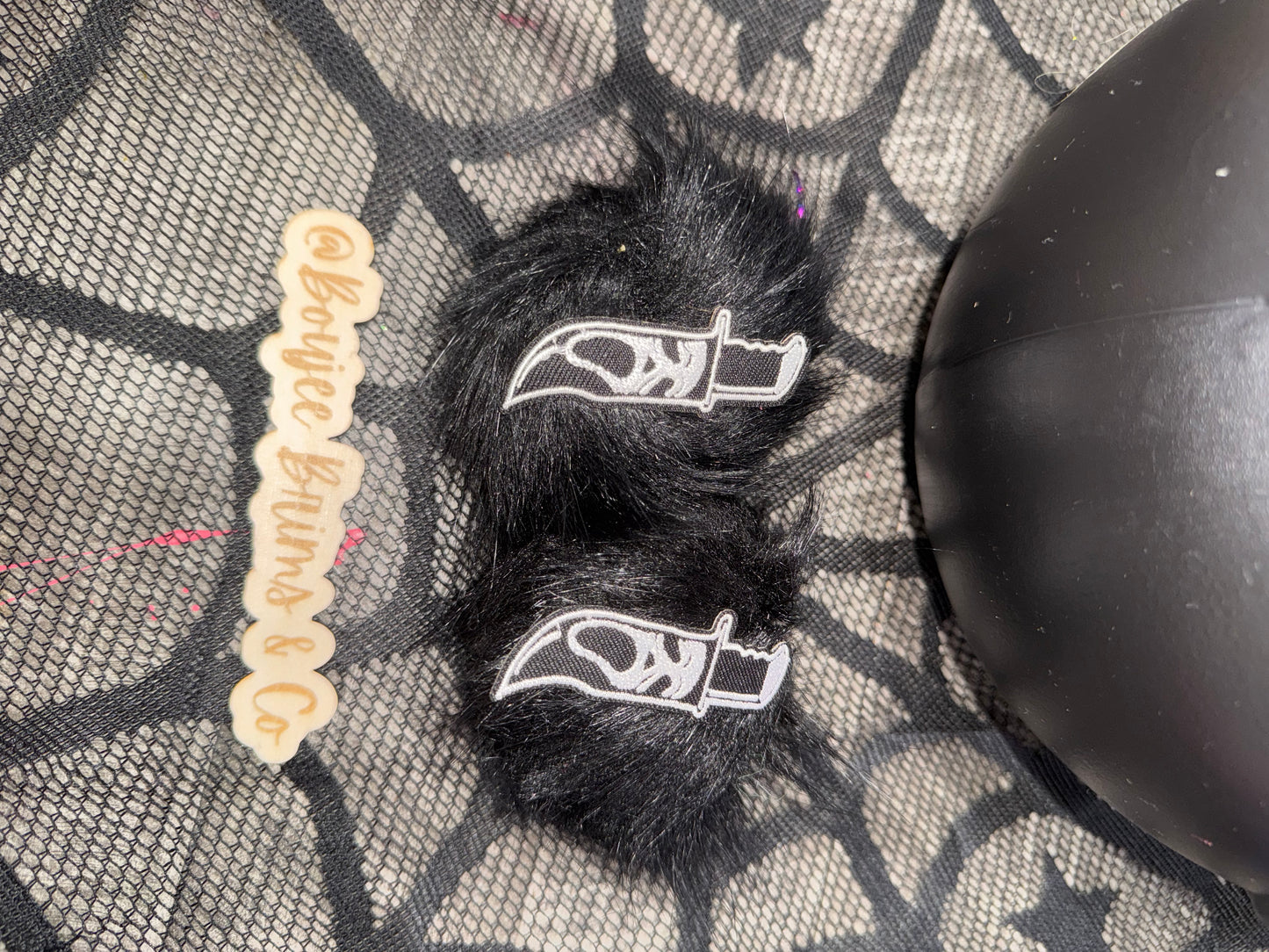 Pom poms. - can be earrings(clips/hooks) OR - piggies (clips/nylon)