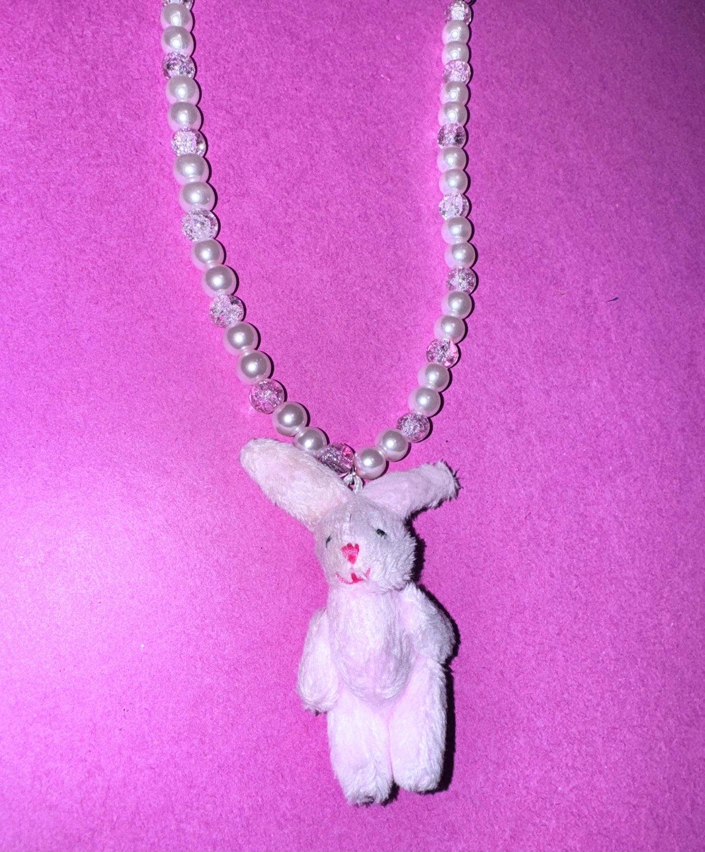 Toddler pink bunny necklace