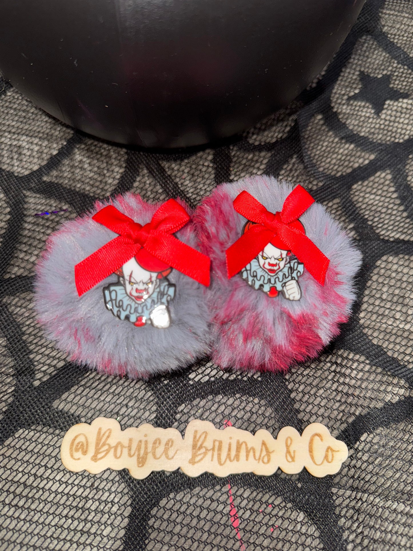 Pom poms. - can be earrings(clips/hooks) OR - piggies (clips/nylon)