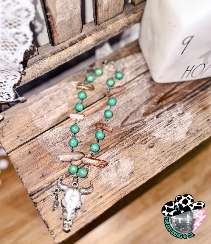 Toddler western cow skull necklace