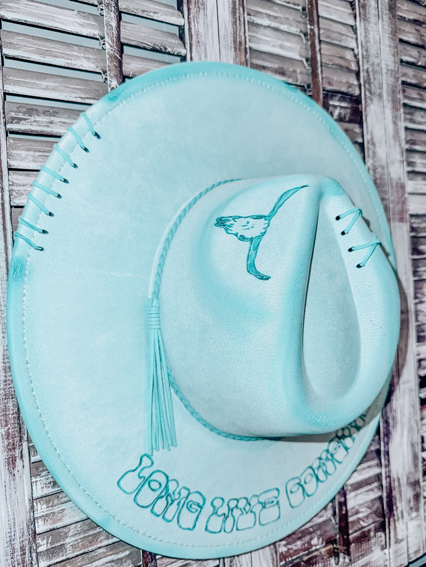 Long live cowgirls balloon dog hat. - adult adj brim