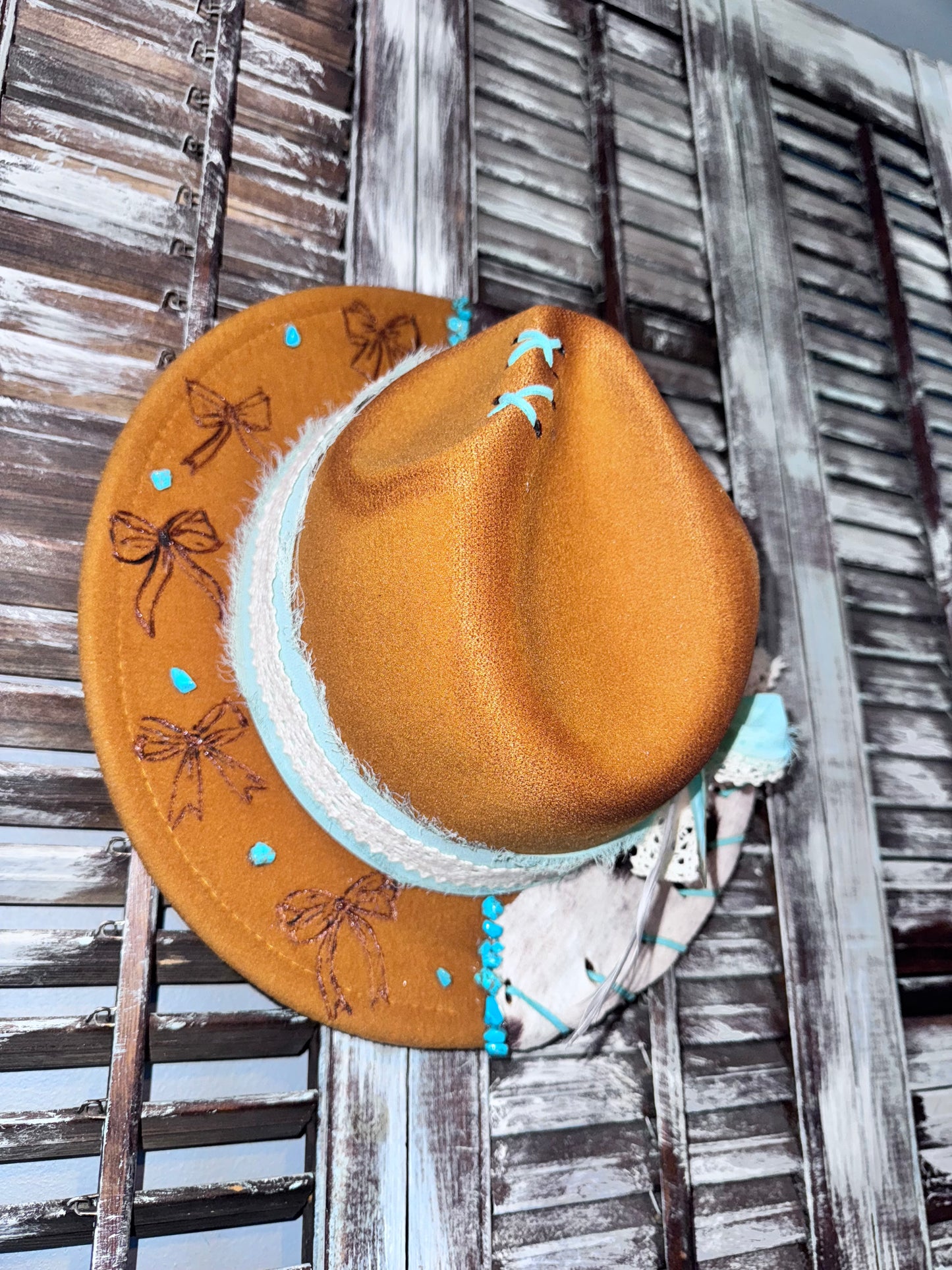 Kids cowprint/coquette bows hat
