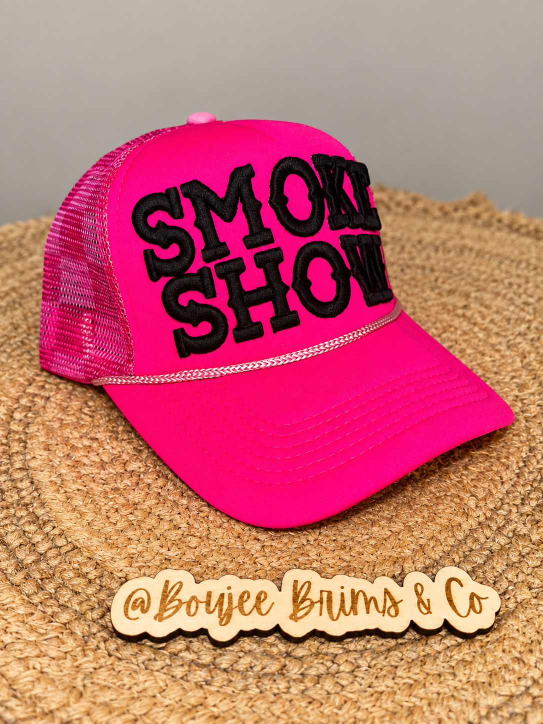 Smoke show Hotpink checkered trucker hat