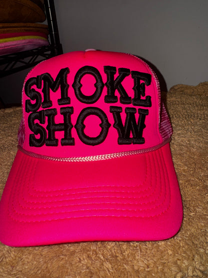 Smoke show Hotpink checkered trucker hat