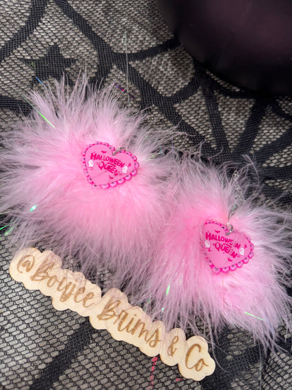 Pom poms. - can be earrings(clips/hooks) OR - piggies (clips/nylon)