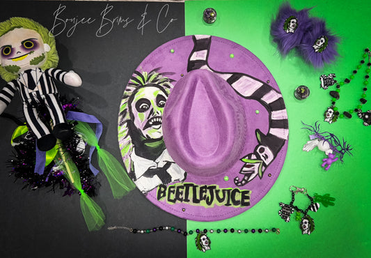 Handpainted beetlejuice hat