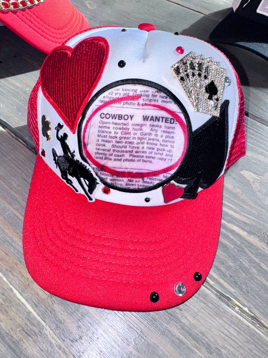 Cowboy wanted Valentines youth trucker hat