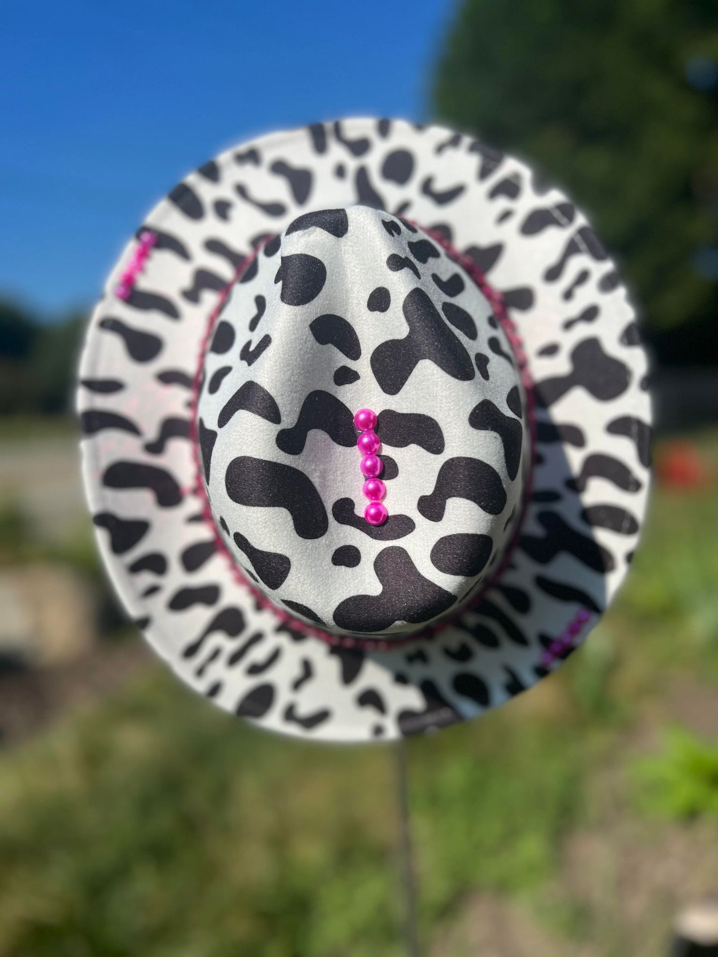 PINK SPARKLE BLACK & WHITE COWPRINT