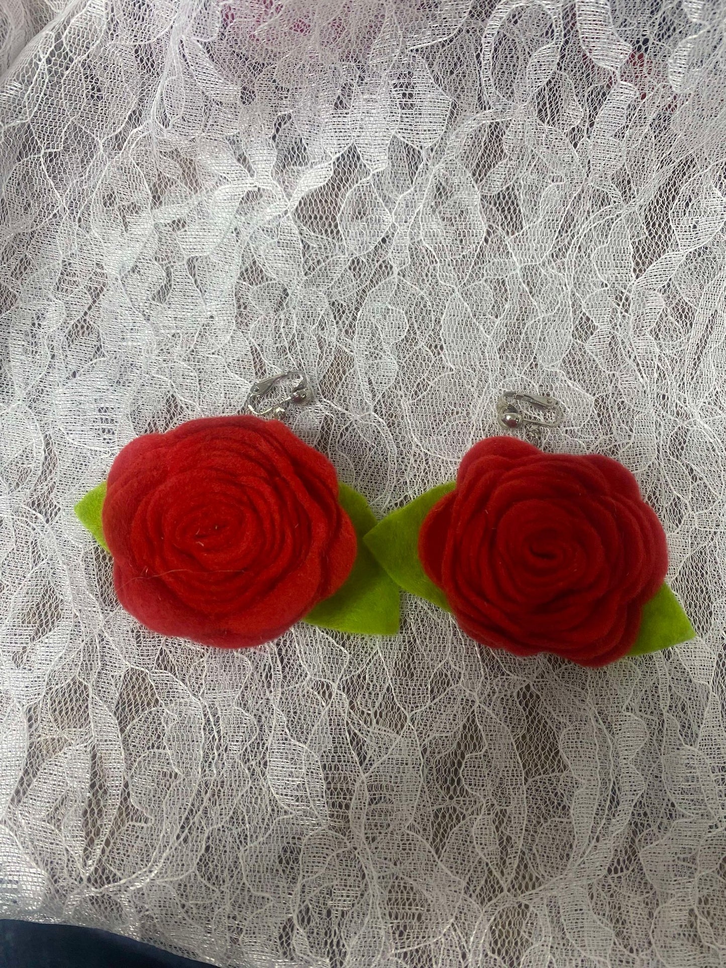 Felt Rose Earrings