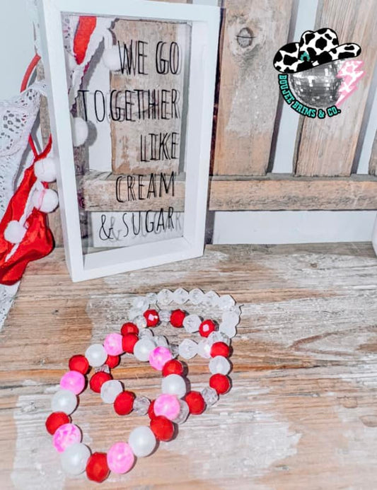 Toddler valentine’s Bracelet stack (5.5in)