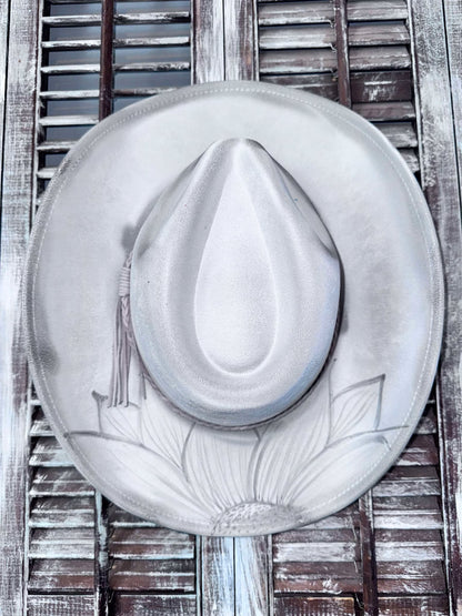 Cowboy Hats (Adult Adj Brim) Includes Burning, Stitch at top, Sunflower & Name.