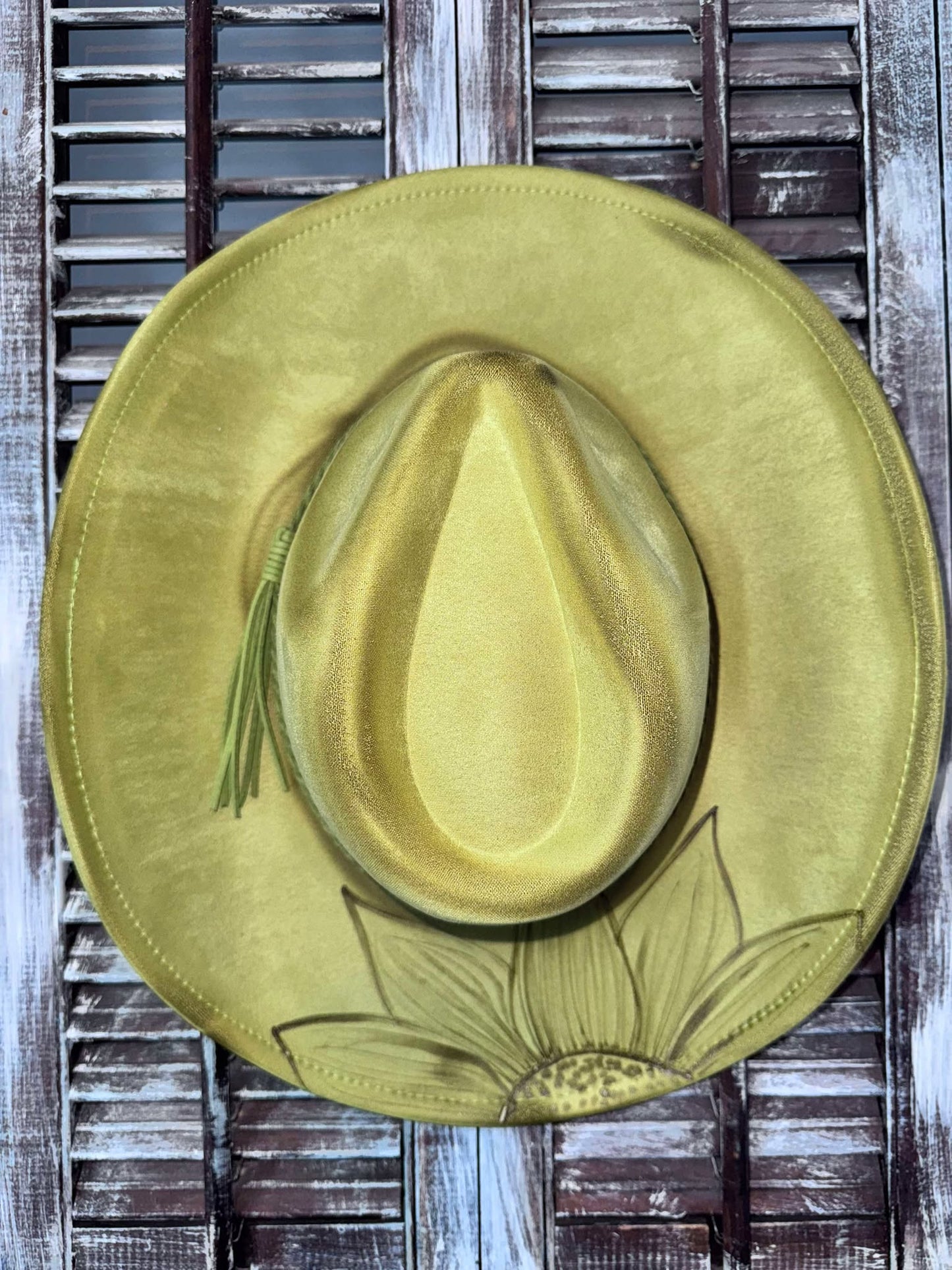 Cowboy Hats (Adult Adj Brim) Includes Burning, Stitch at top, Sunflower & Name.