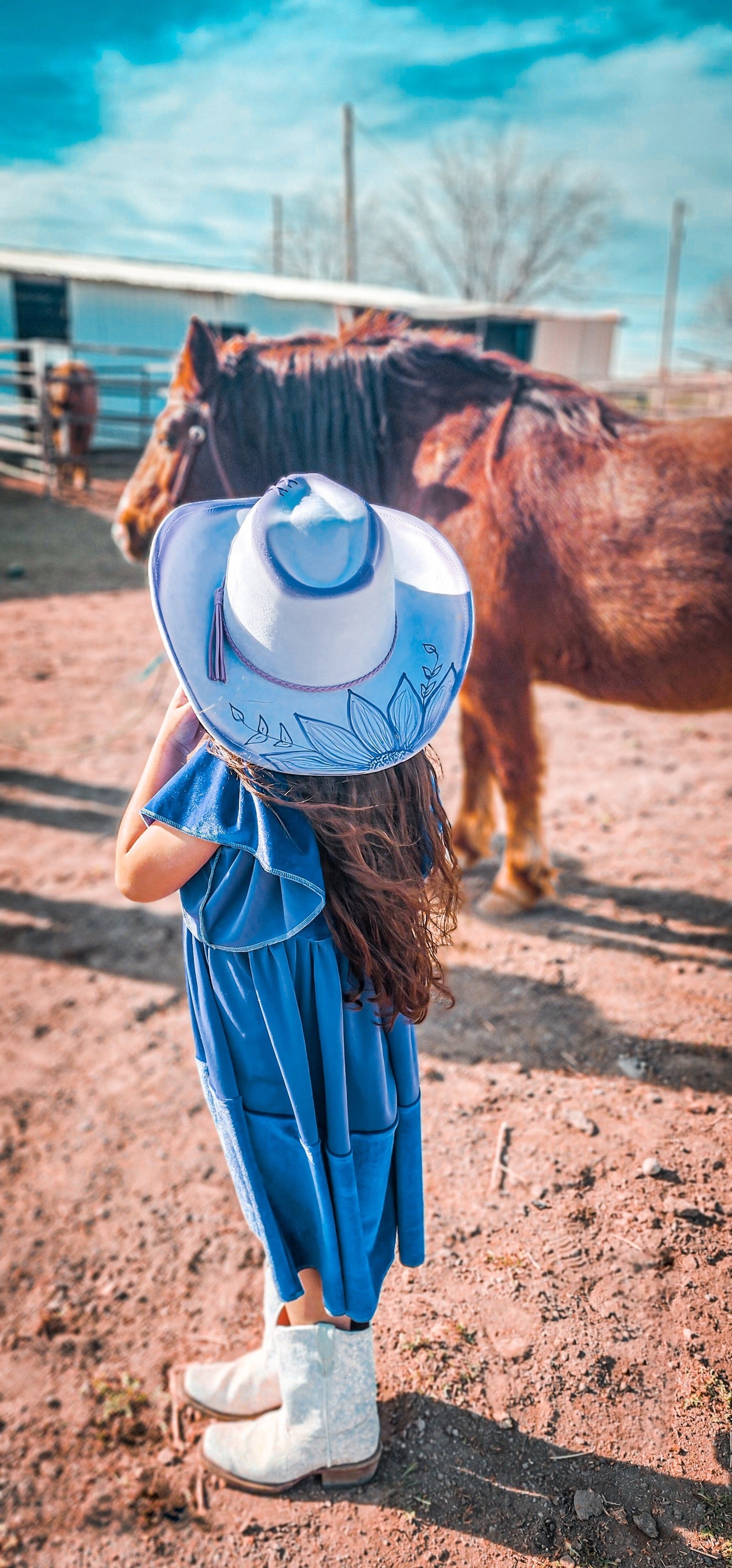 Cowboy Hats (Adult Adj Brim) Includes Burning, Stitch at top, Sunflower & Name.
