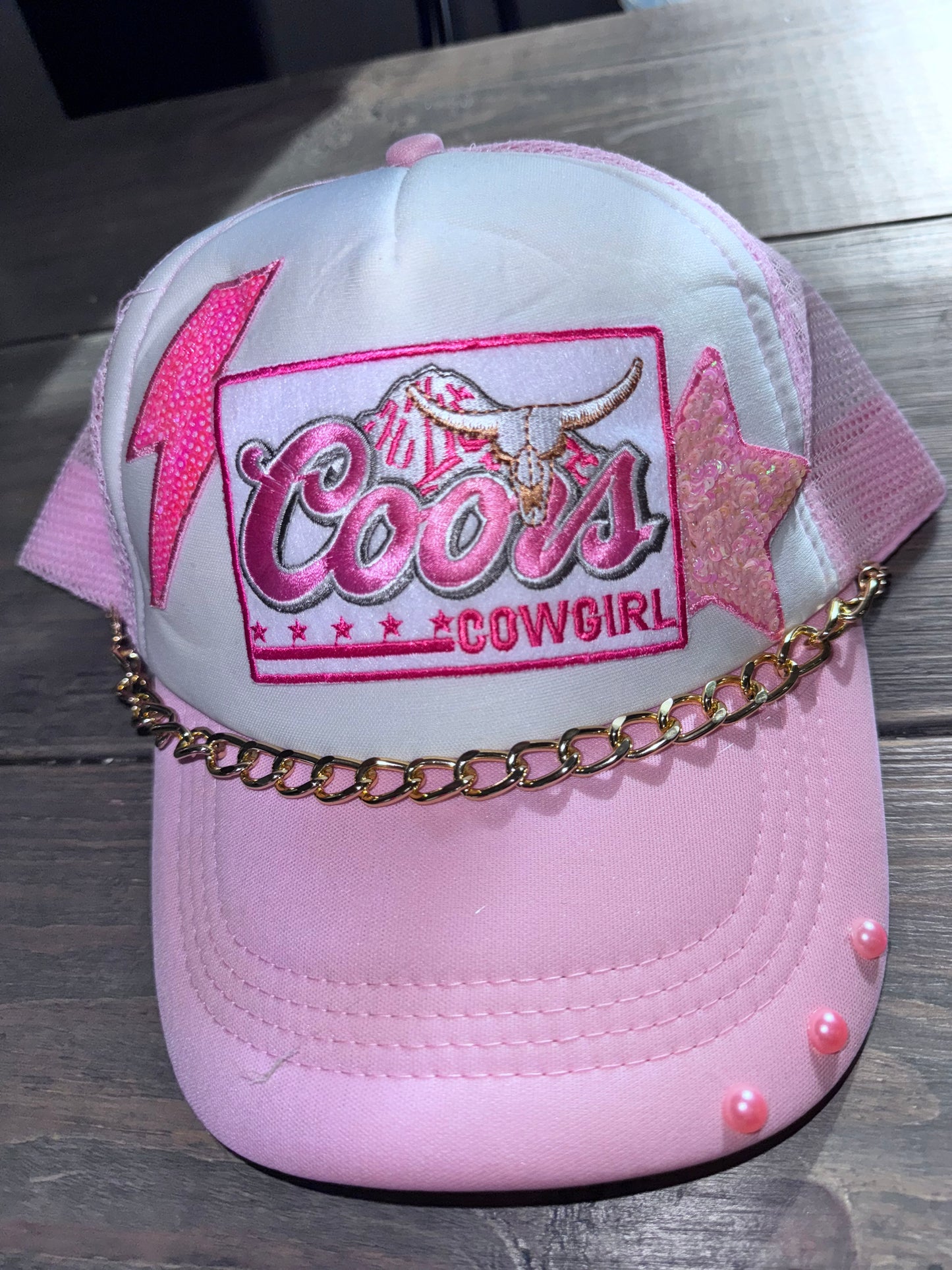 Coors cowgirl - adult.  Imperfect (couple press lines)