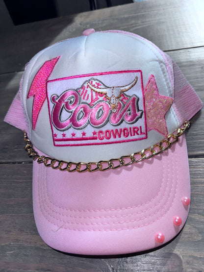 Coors cowgirl - adult.  Imperfect (couple press lines)