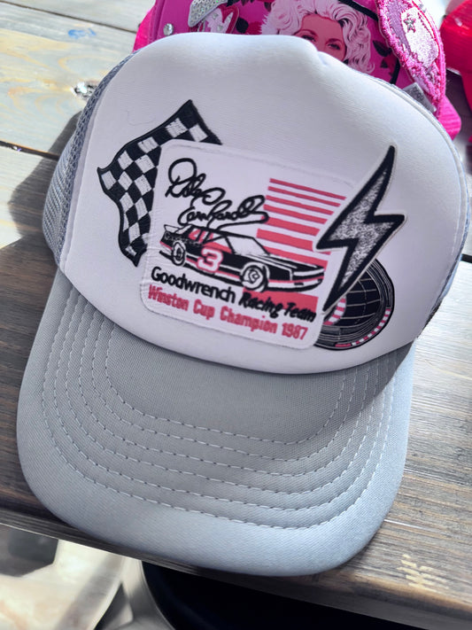 Youth trucker hat.  Couple wrinkles in design.