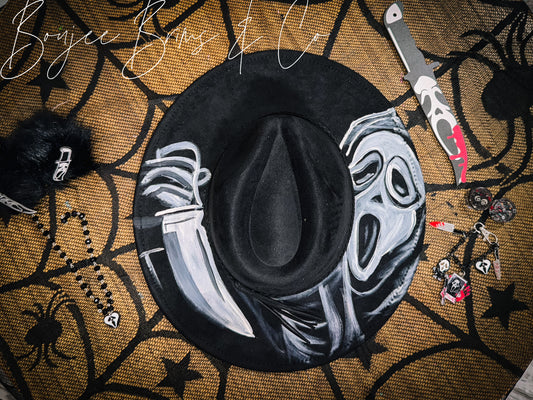 Handpainted adult adj ghostface hat