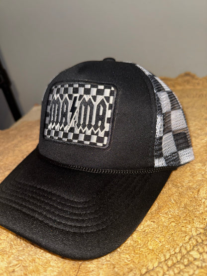 Mama checkered womens trucker hat