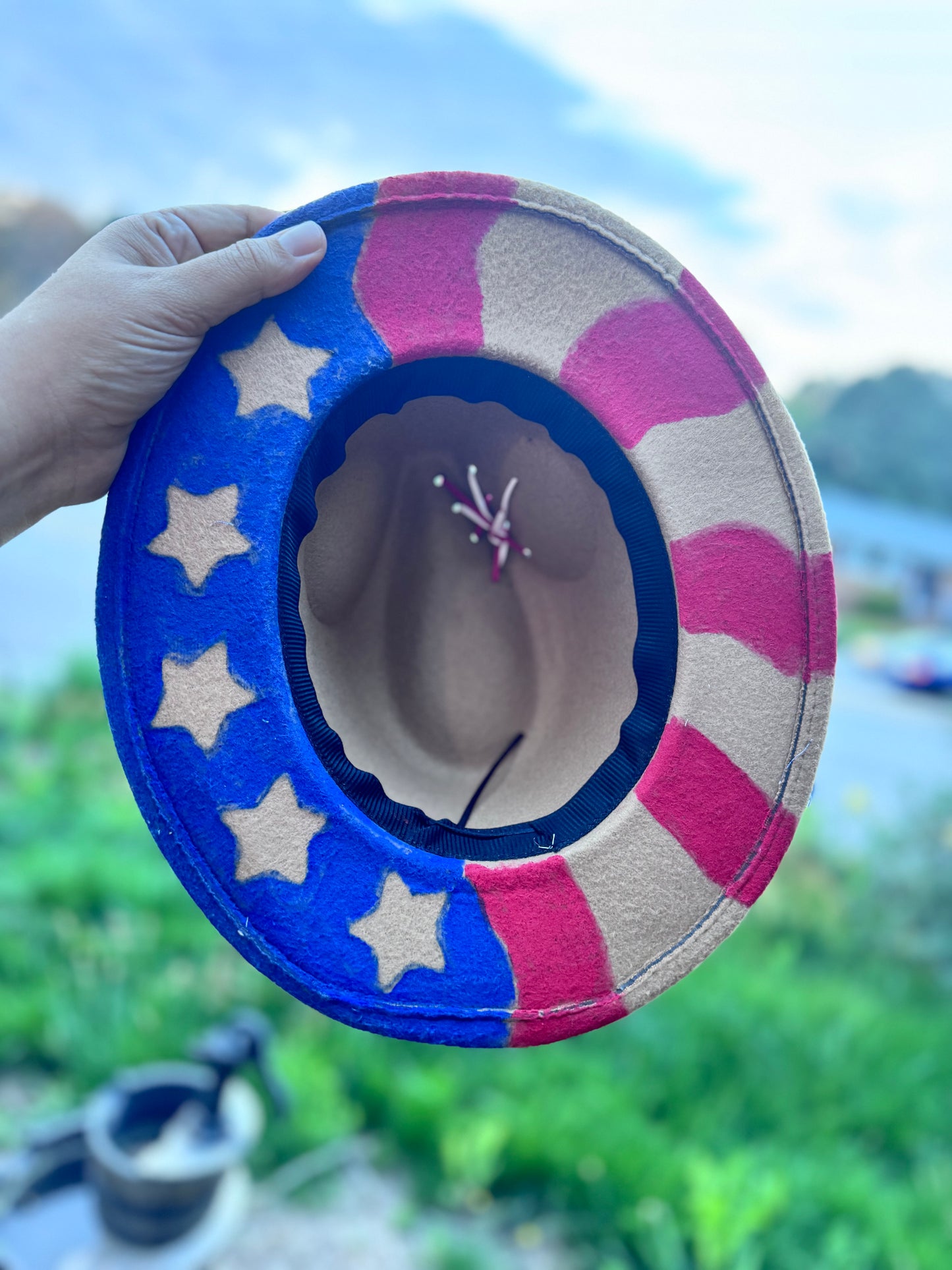 Childrens size 4th Of July painted hat