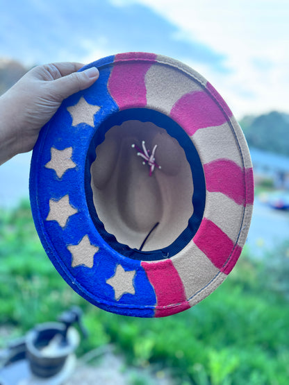 Childrens size 4th Of July painted hat