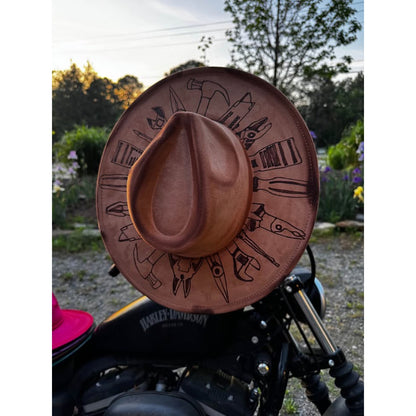 Custom Hand-Drawn Tool Design Fedora Hat