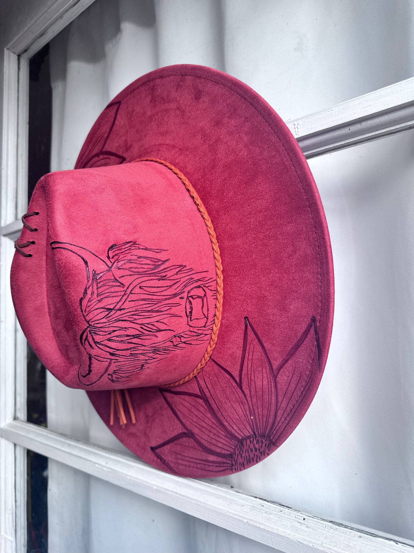 Highland cow & Sunflowers Western Adult Adj Brim Hat