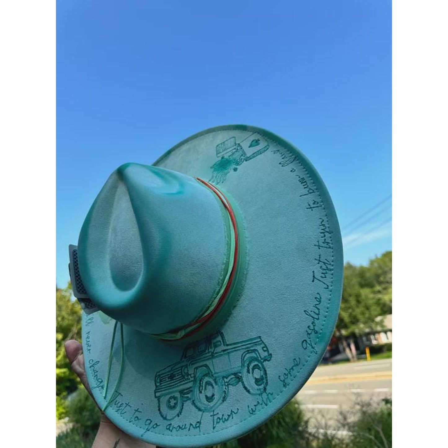 Women's Handburned western adjustable brim fedora hat Country Cowgirl Hat