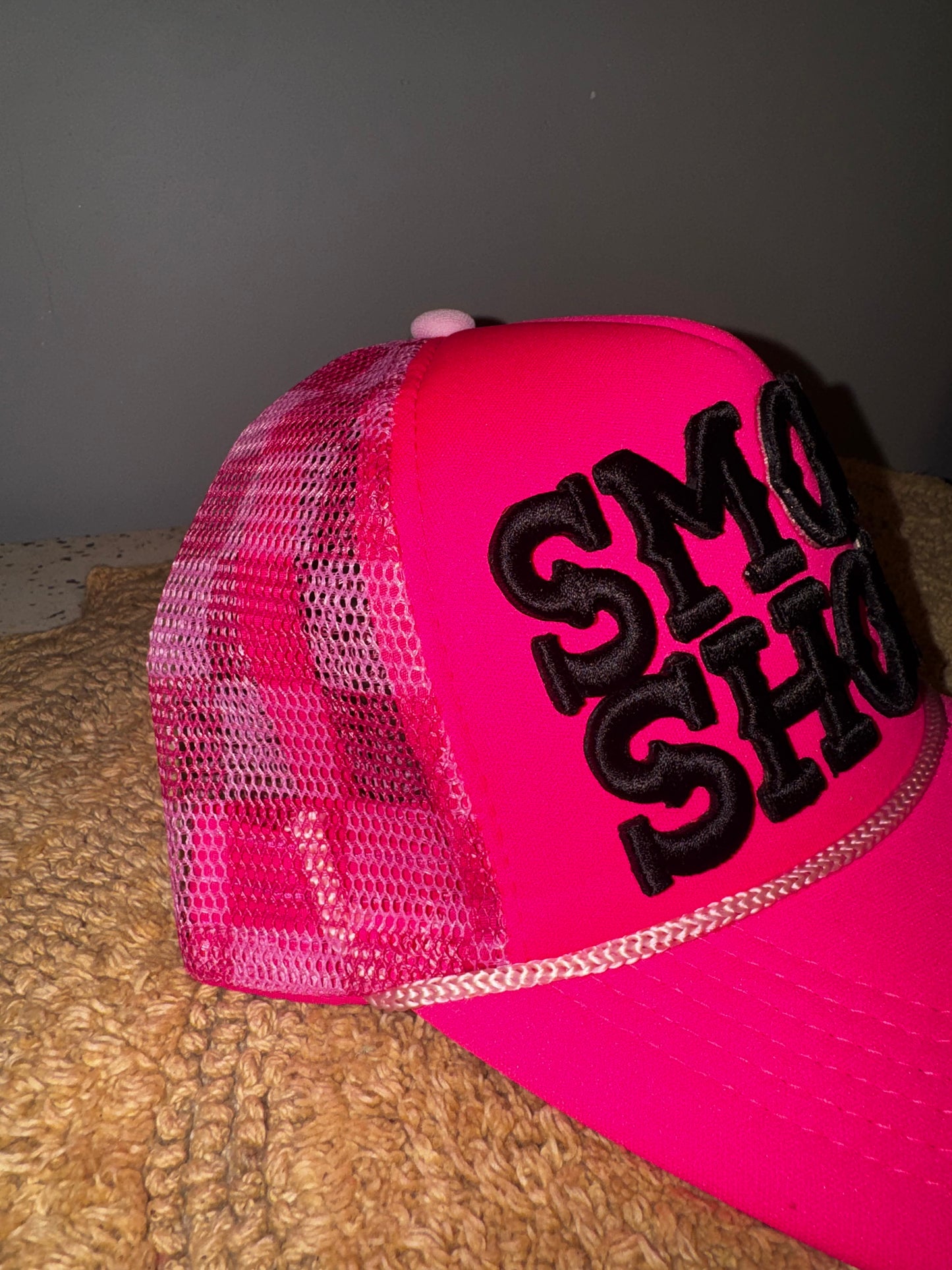 Smoke show Hotpink checkered trucker hat