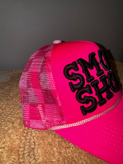 Smoke show Hotpink checkered trucker hat