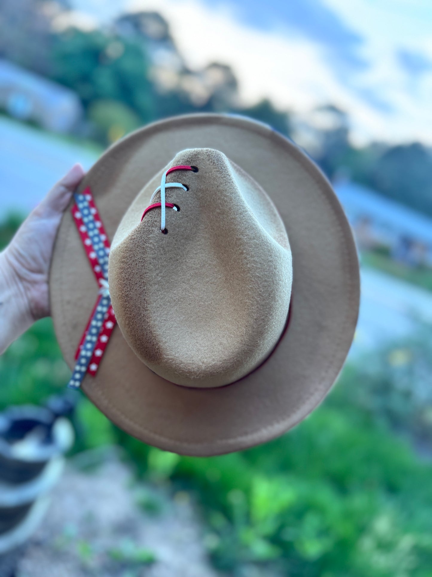 Childrens size 4th Of July painted hat