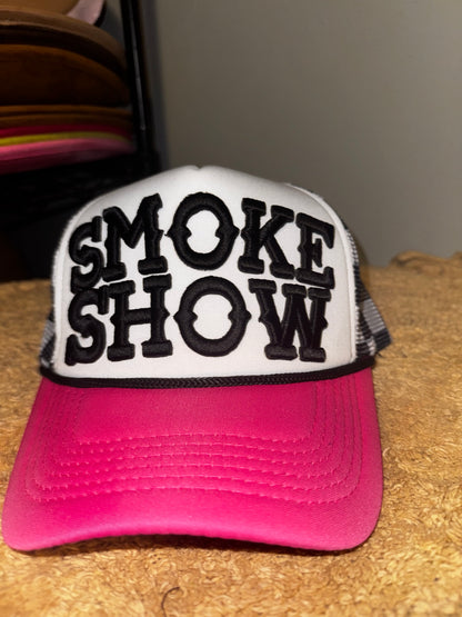 Smoke show womens checkered trucker hat