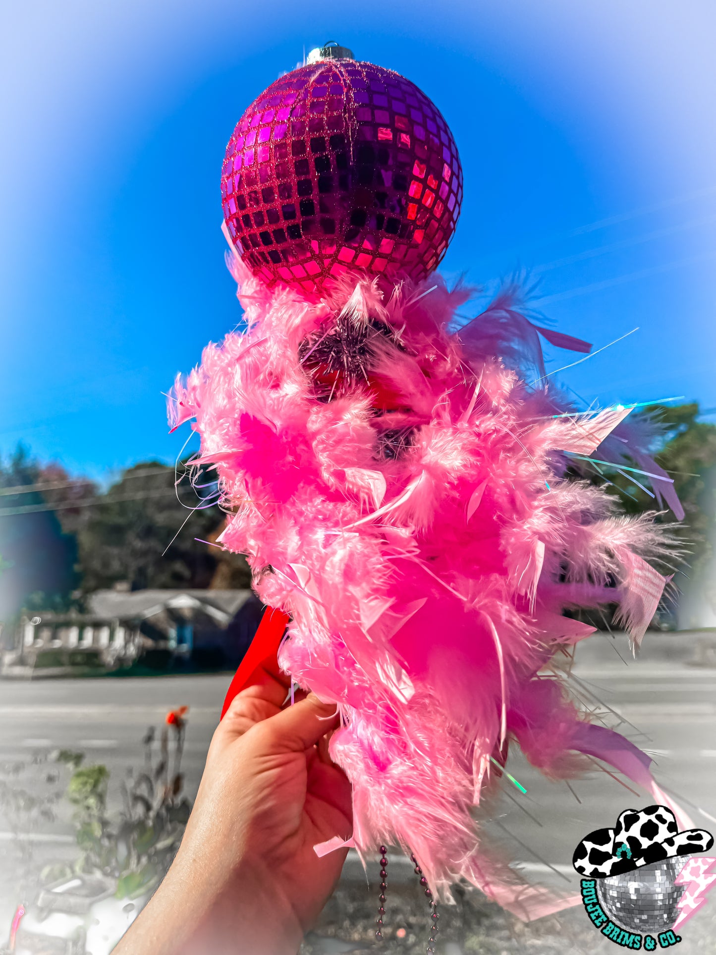 Pink disco ball wand