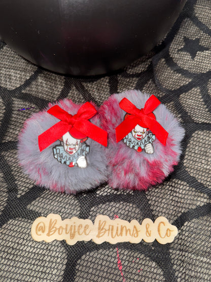 Pom poms. - can be earrings(clips/hooks) OR - piggies (clips/nylon)