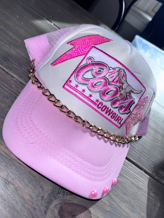 Coors cowgirl - adult.  Imperfect (couple press lines)