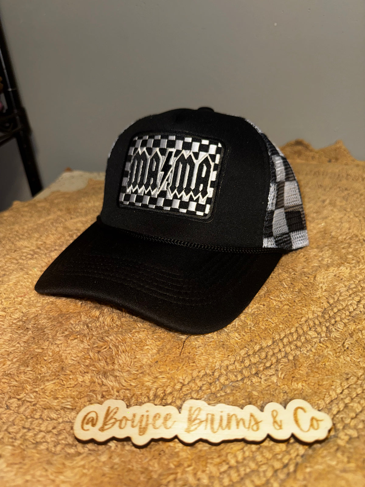 Mama checkered womens trucker hat