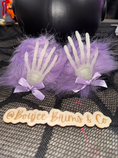 Pom poms. - can be earrings(clips/hooks) OR - piggies (clips/nylon)