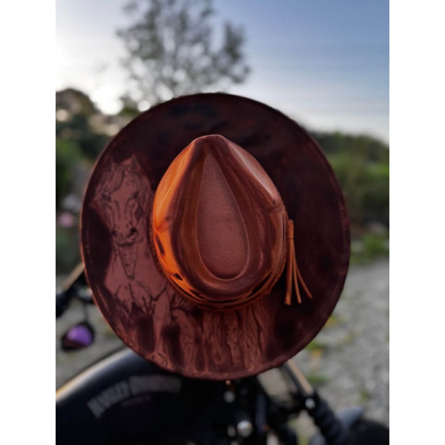 Custom Horse Burned Wide Brim Fedora Hat